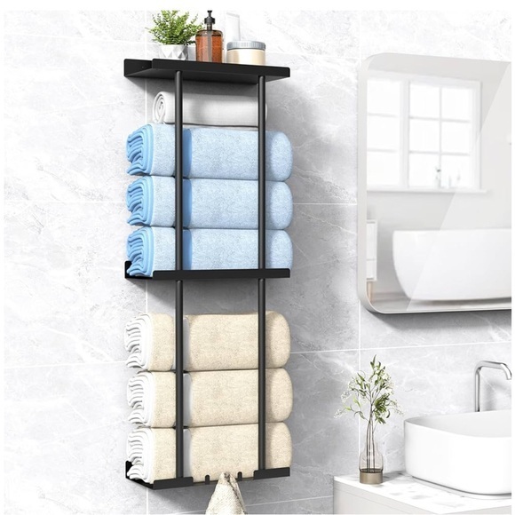 Palm Harbor Hone Other - Black Wall-Mounted Towel Rack